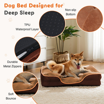 Memory Foam Pet Bed | Waterproof | Washable Cover | Non-Slip