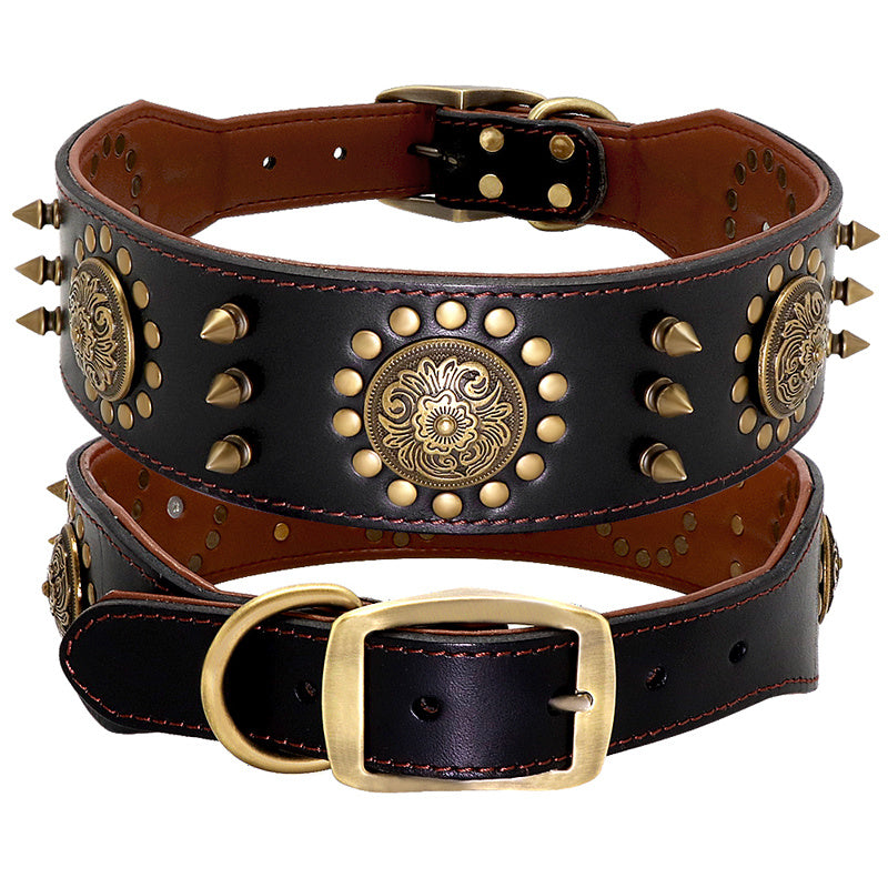 Leather Stud Dog Collar Large Dog Anti-Bite Stud Dog Collar