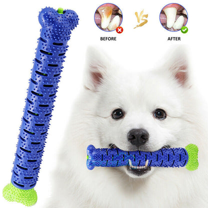 Dog chew toothbrush toy, silicone molar cleaning stick for pets.