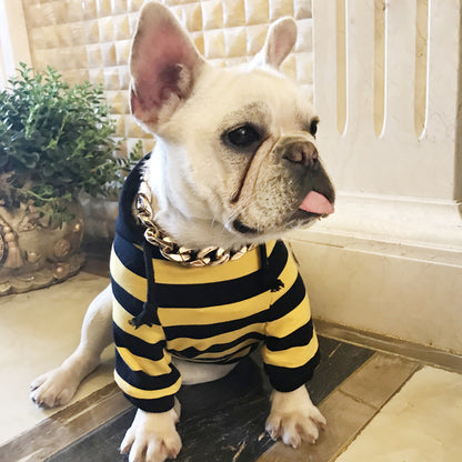 Dog striped hooded casual clothes