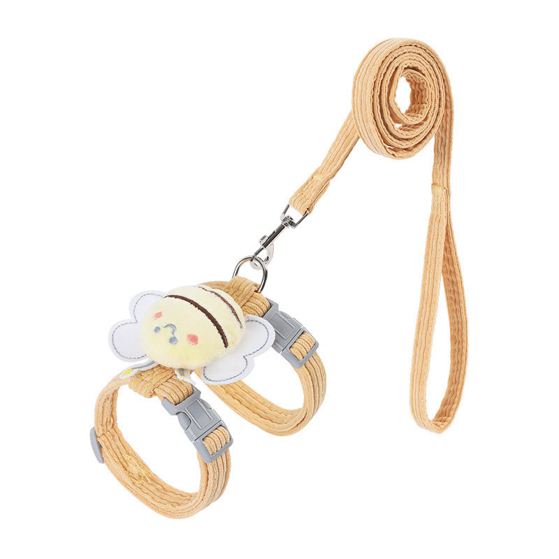 Adjustable Cat Harness Leash Set with Cute Bee Design!