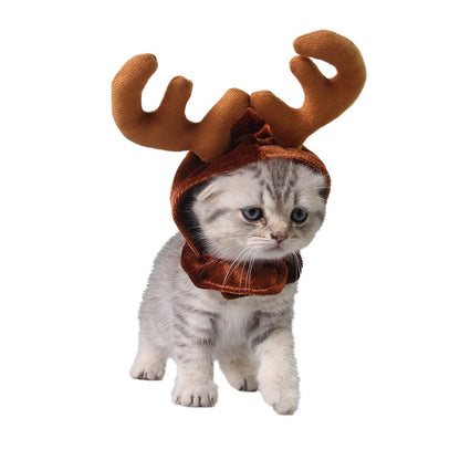 Christmas Pet Cat Dog Elk Deer Hat Reindeer Headband Cap