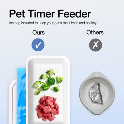 Pet Feeder with 48H Timer, Ice Box & Splash-Proof Design