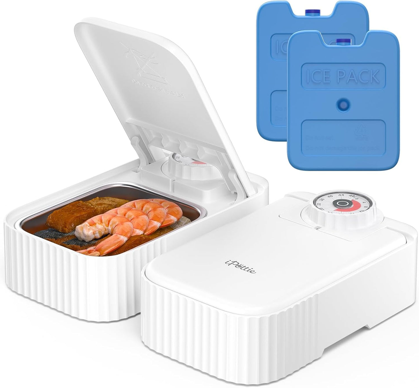 Pet Feeder with 48H Timer, Ice Box & Splash-Proof Design