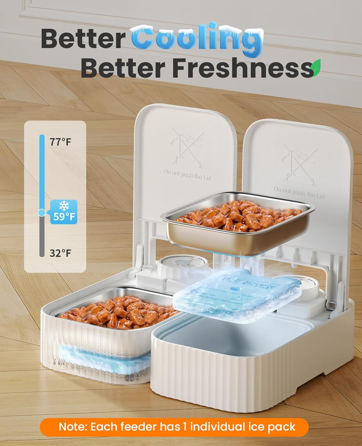 Pet Feeder with 48H Timer, Ice Box & Splash-Proof Design