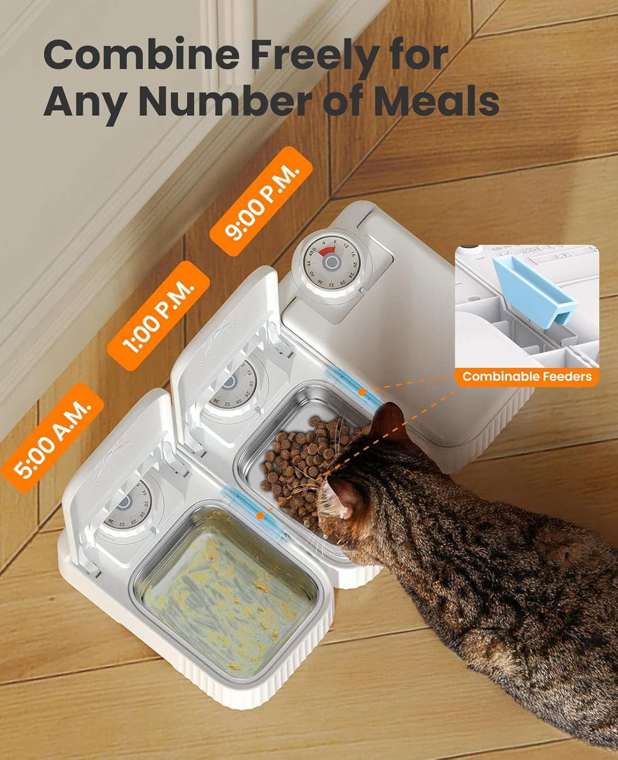 Pet Feeder with 48H Timer, Ice Box & Splash-Proof Design