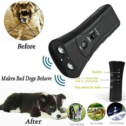 Ultrasonic dog trainer and barking deterrent.