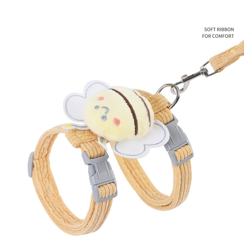 Adjustable Cat Harness Leash Set with Cute Bee Design!