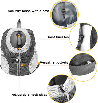 Comfortable pet backpack for easy, hands-free travel with dogs.