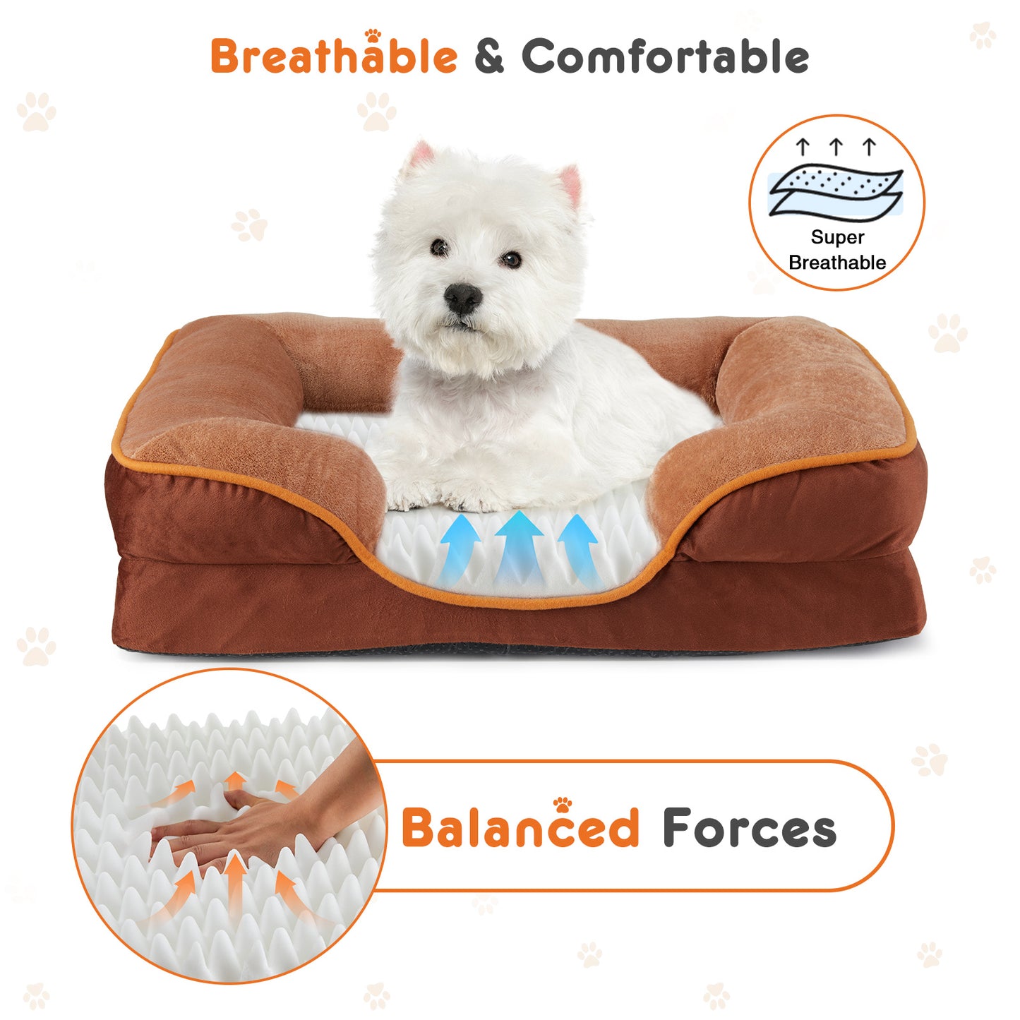 Memory Foam Pet Bed | Waterproof | Washable Cover | Non-Slip