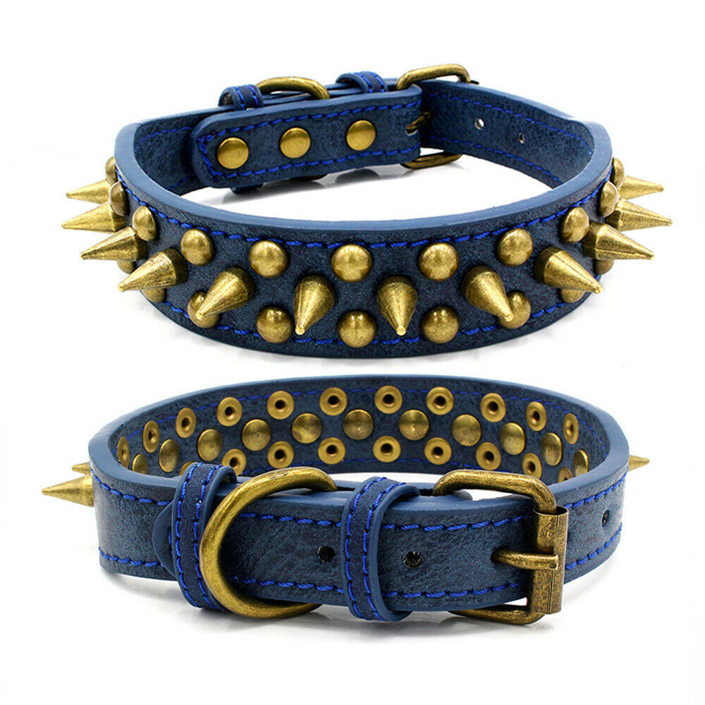 Retro Studded Spiked Rivet Large Dog Pet Leather Collar Pit Bull