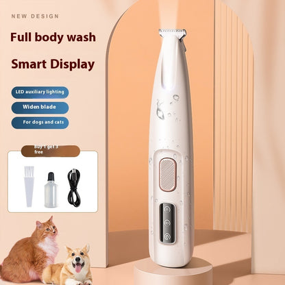 Waterproof LED Pet Paw Trimmer with Display & Wide Blade.