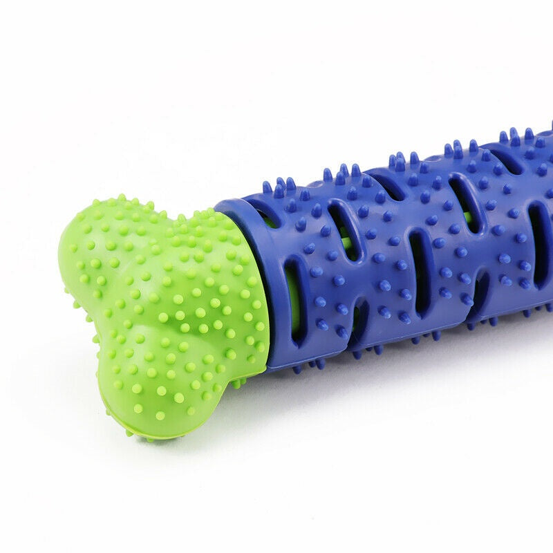 Dog chew toothbrush toy, silicone molar cleaning stick for pets.