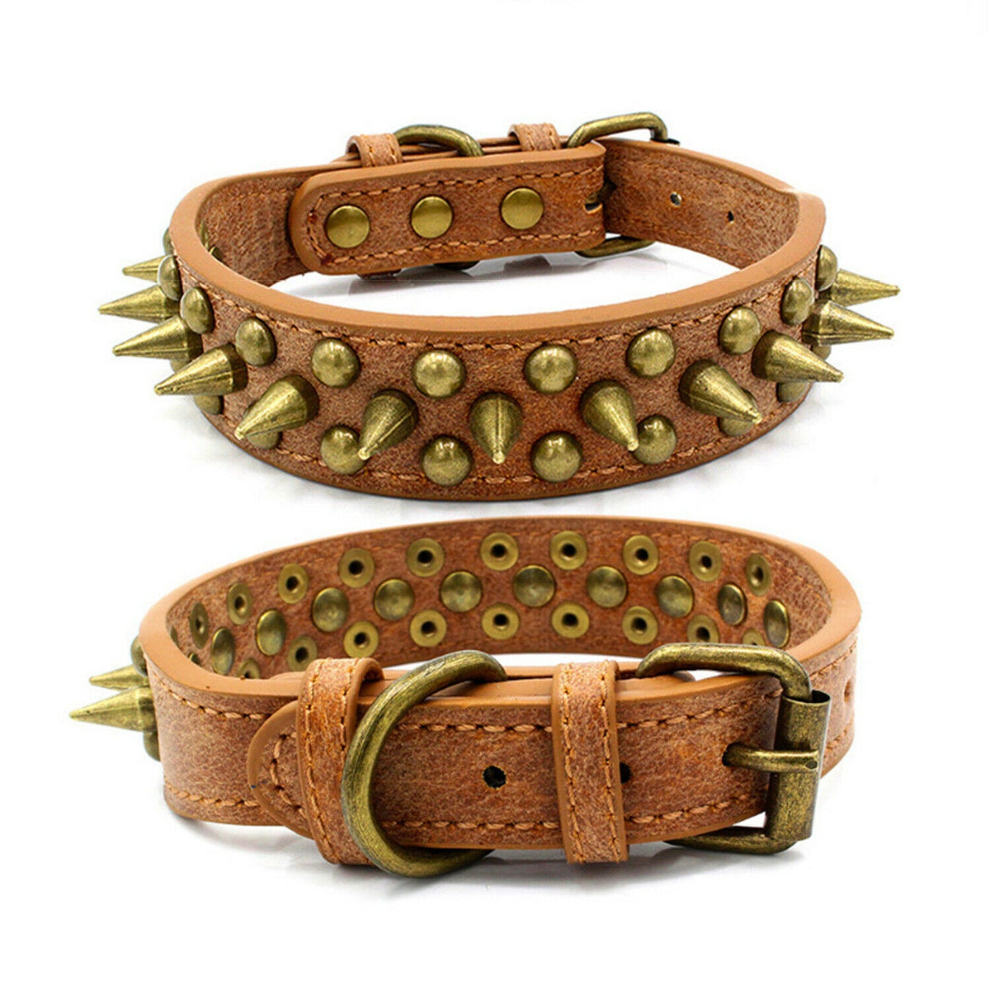 Retro Studded Spiked Rivet Large Dog Pet Leather Collar Pit Bull